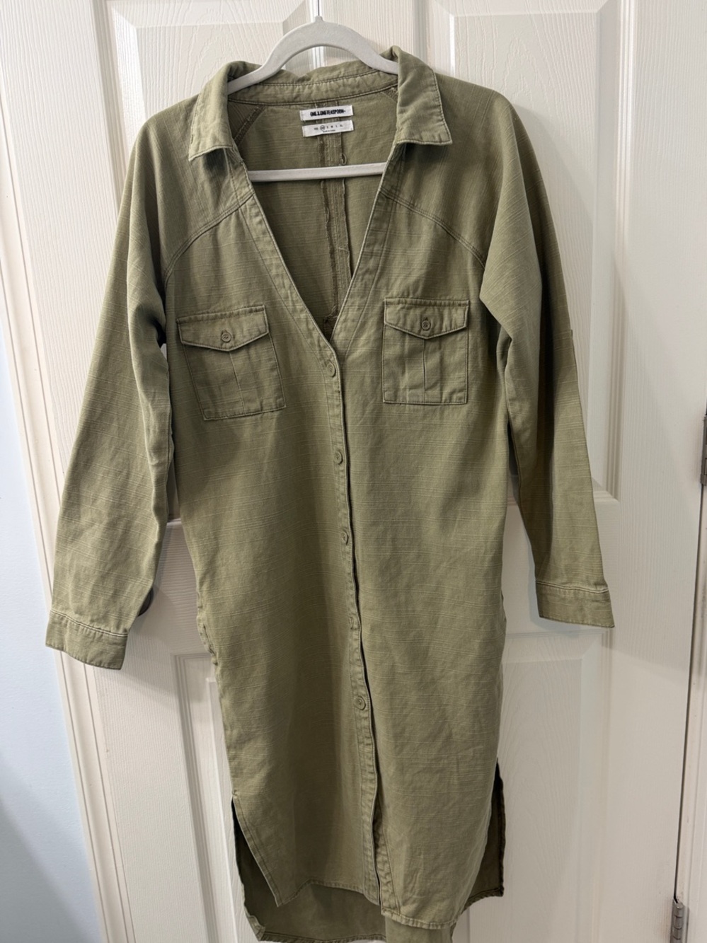 One Teaspoon Olive Utility Button-Down Midi Dress Size XS